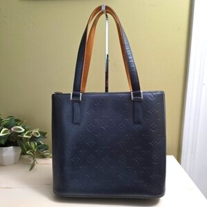 Louis Vuitton | Authentic Blue Metallic Monogram Mat Stockton Bag